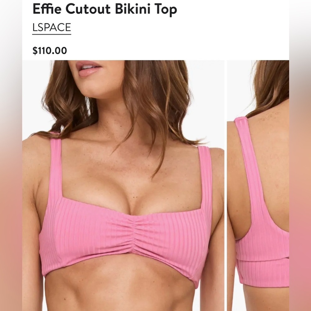 L*Space Bikini Set 💖 Pink Ribbed Effie Top & Dolce Bottom Bitsy Size M NWT - Picture 6 of 12